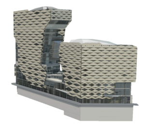3D model of KAFD buildings created from BIM and Revit data.