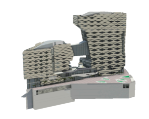 3D model of KAFD buildings created from BIM and Revit data.