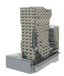 3D model of KAFD buildings created from BIM and Revit data.