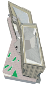3D model of KAFD buildings created from BIM and Revit data.